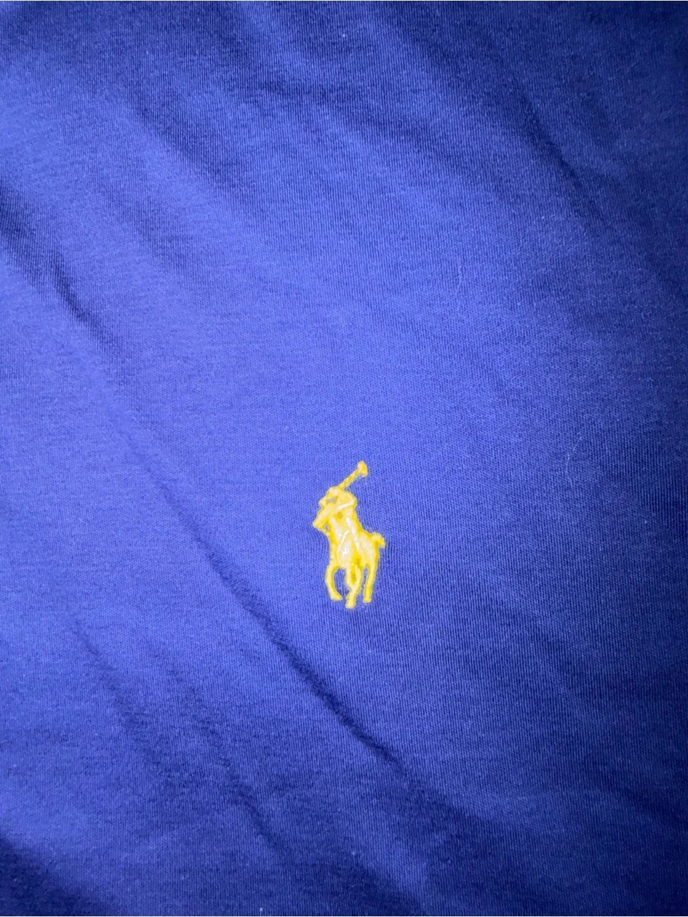 Ralph Lauren Polo Short Sleeve in Deep Blue with Yellow Logo.